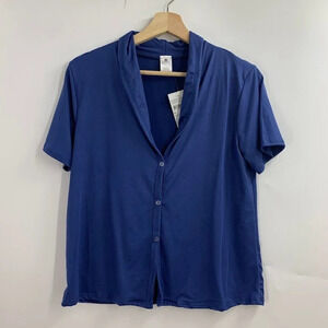 Cozy Rozy‎ Women's Button Up Stretch Short Sleeve Pajama Top Size M NWT